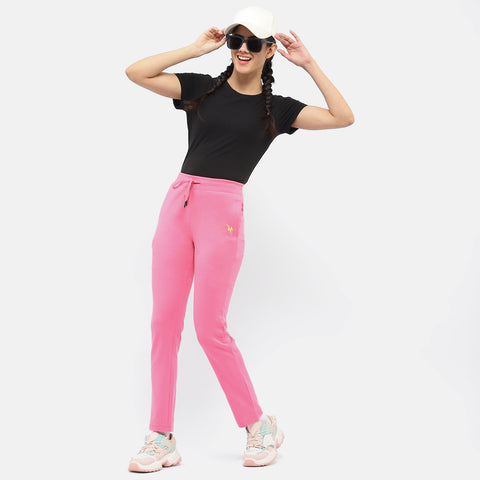 Madame Solid Hot Pink Track Pants