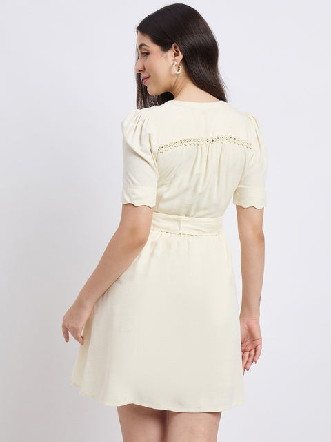 Madame Embroidered Off White Dress