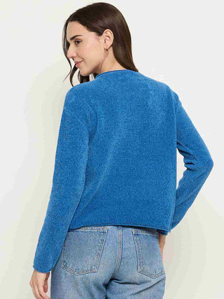 Madame Floral Print Blue Pullover Sweater