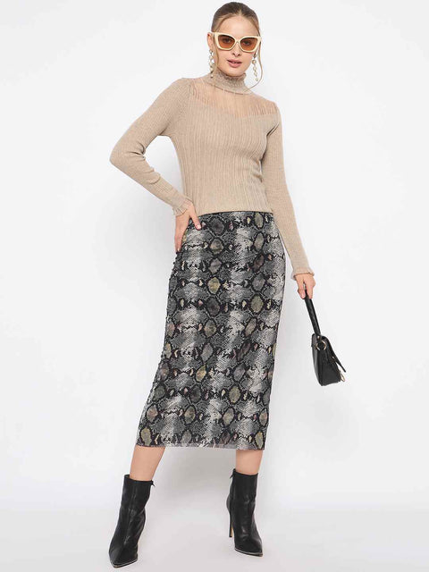 Madame Semi Sheer Fawn Knitted Top