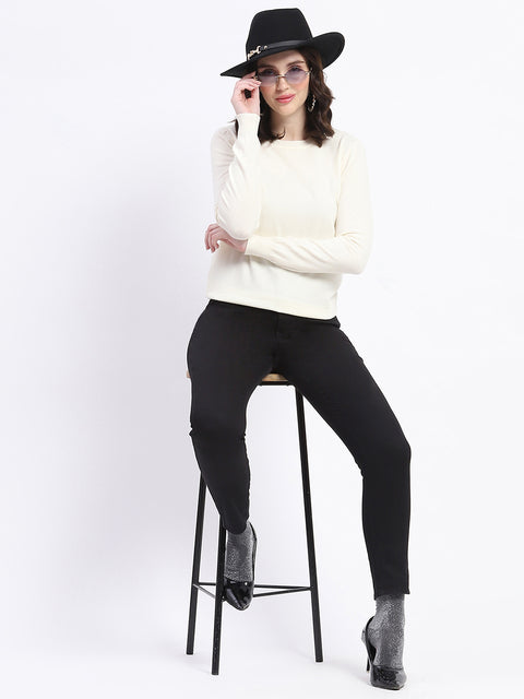Madame Crew Neck Relaxed Fit Off White Sweater