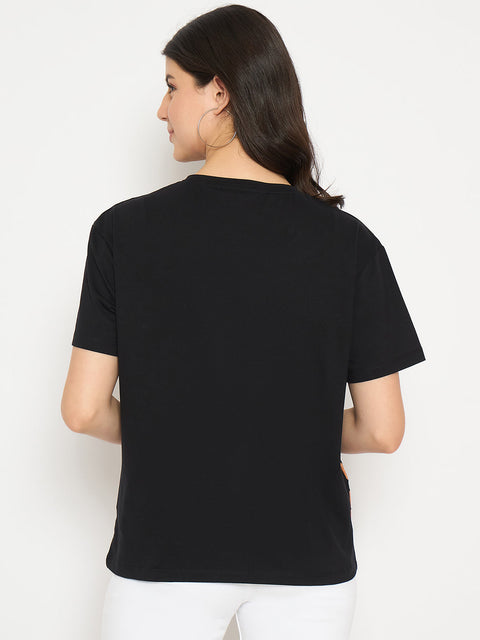 Madame Graphic Print Crew Neck Black Sinker T-shirt
