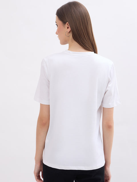 Madame Floral Print White Cotton T-Shirt
