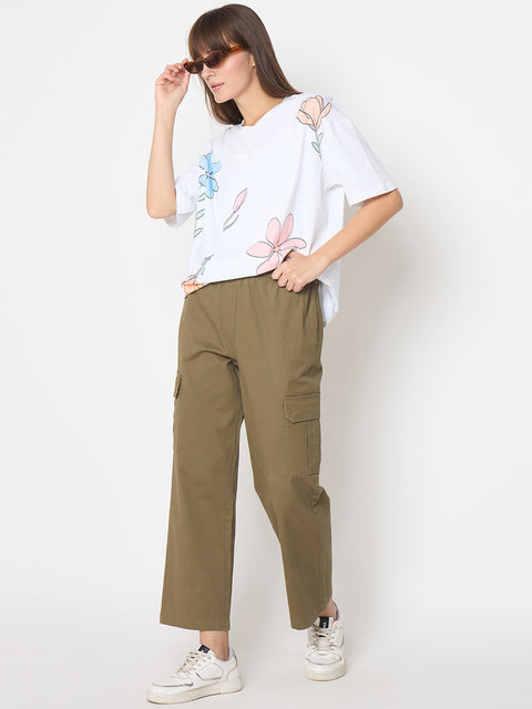 Madame Graphic Print Handwork Detail White Sinker T-shirt