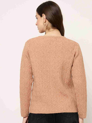 Madame Peach Crew Neck Cardigan with Buttons