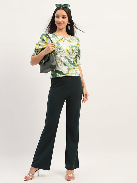 Madame Botanical Print Cotton Lime Top