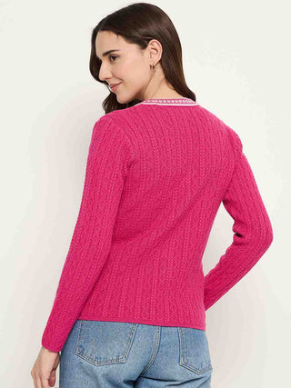 Madame V-neck Hot Pink Cardigan