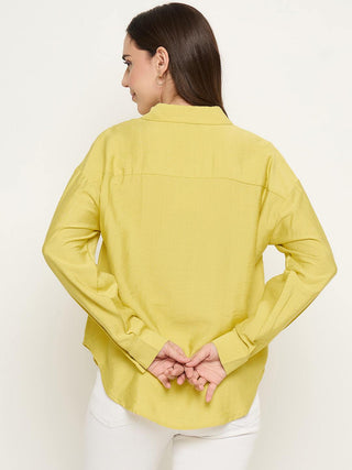 Madame Printed Placket Lemon Yellow Shirt