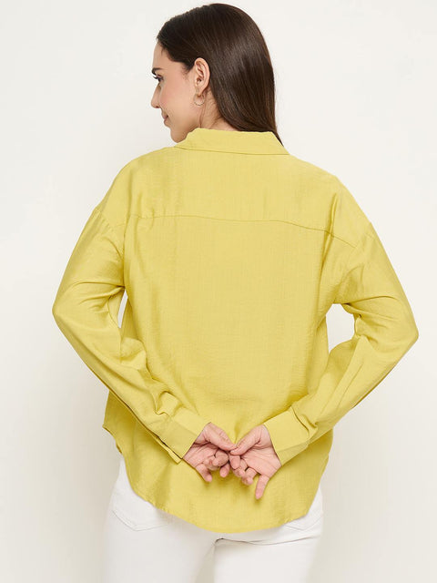 Madame Printed Placket Lemon Yellow Shirt