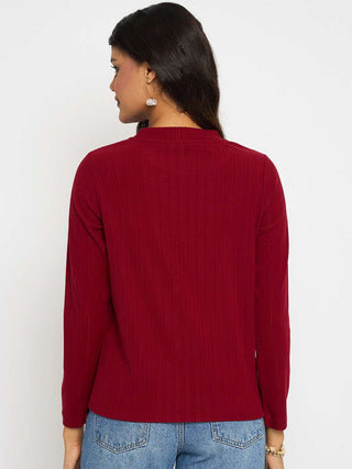Madame Solid Mehroon Tencel Blend Top