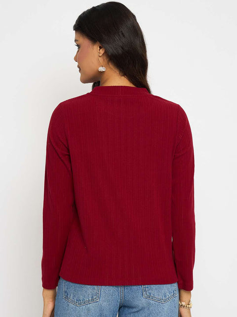 Madame Solid Maroon Tencel Blend Top