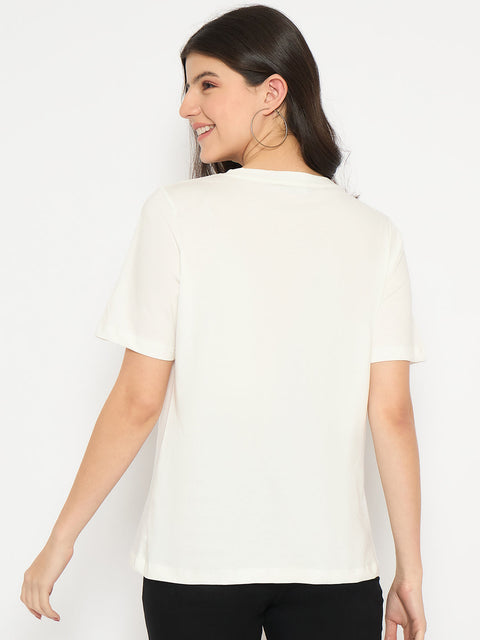 Madame Graphic Print White Cotton T-shirt