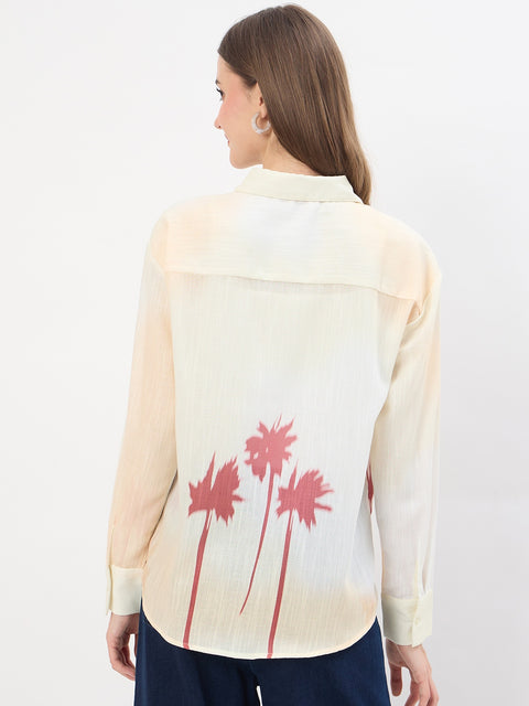 Madame Flower Print Off White Shirt