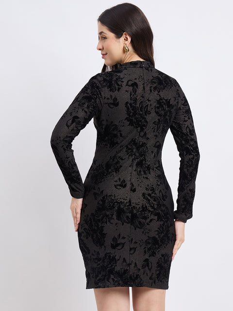 Madame Textured Black Bodycon Dress