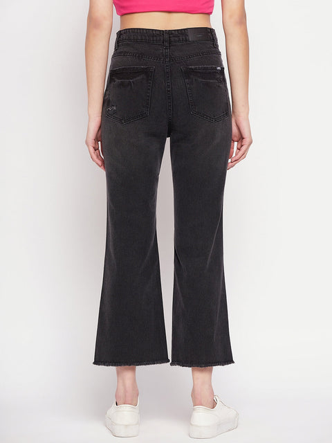 Madame Distressed Hem Black Denim