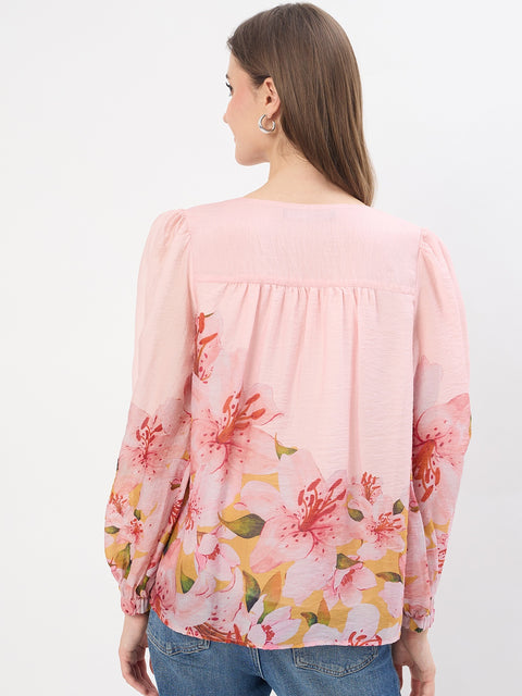 Madame Floral Print Pink Lyocell Blend Top