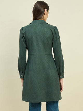 Madame Solid Green Blazer Dress