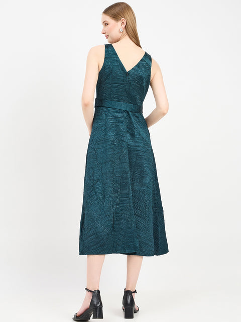 Madame Solid Teal Dress
