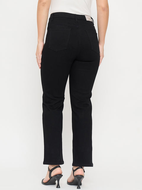 Madame Black Cotton Straight Fit Jeans