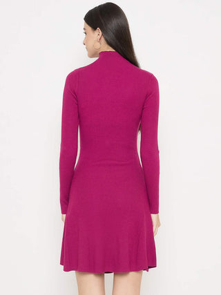 Madame A-Line Viscose Magenta Mini Dress