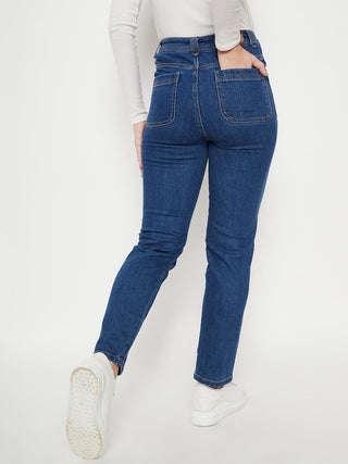 Madame Women Solid Dark Blue Jeans