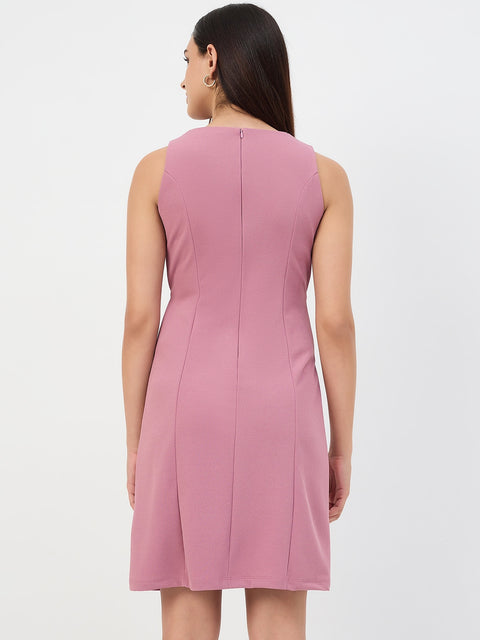 Madame Dusty Pink Belted Sheath Dress