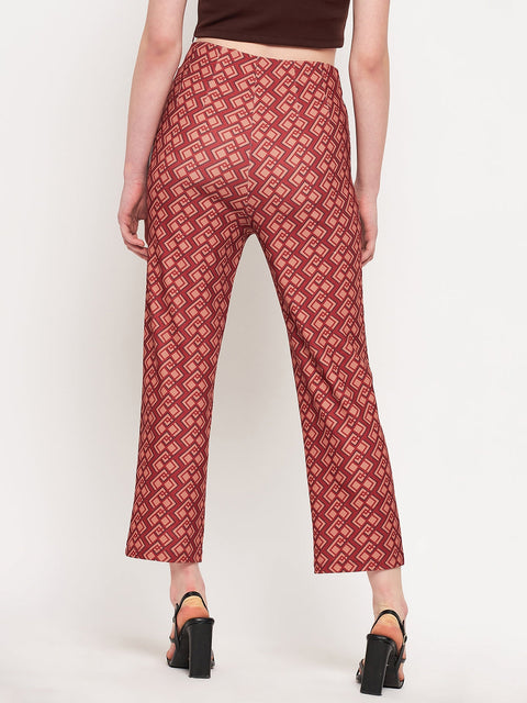 Madame Printed Rosewood Trouser