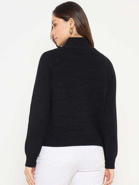 Madame Mock Neck Black Sweater
