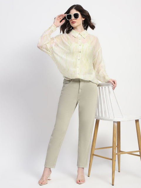 Madame Straight Fit Cotton Mint Denim