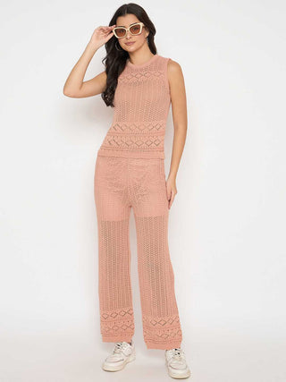 Madame Cotton Top and Bottom Rosewood Pink  Knitted Co-ord Set