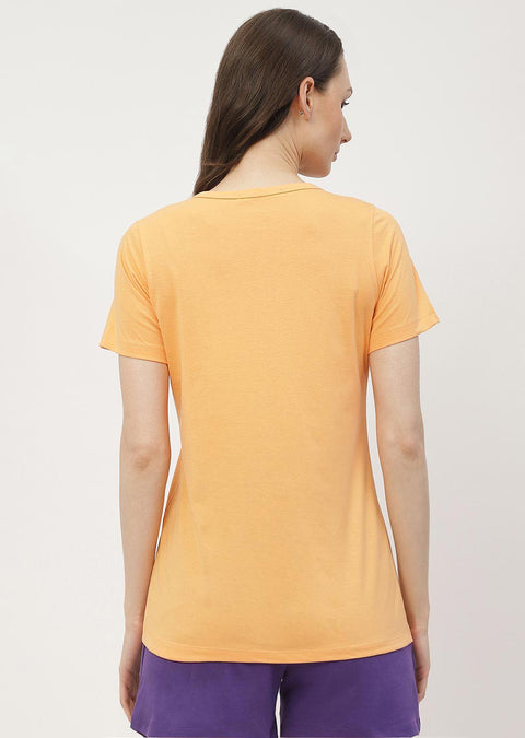 mSECRET Typography Orange & Lilac Combo T-shirt