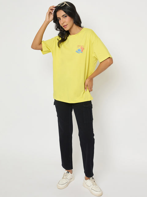 Madame Front and Back Graphic Print Yellow T-Shirt