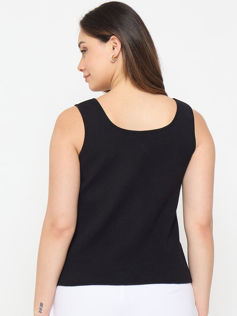 Madame Viscose Blend Black Knit Top