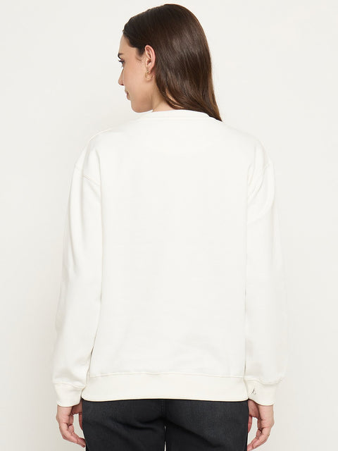Madame Floral Print White Sweatshirt
