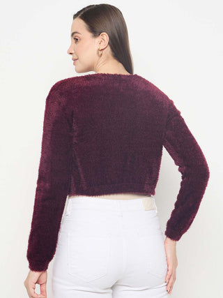 Madame Solid Wine Red Open Short Shrug