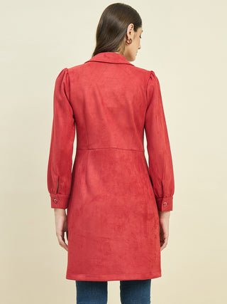Madame Suede Blazer Dress with Embellished Button Details