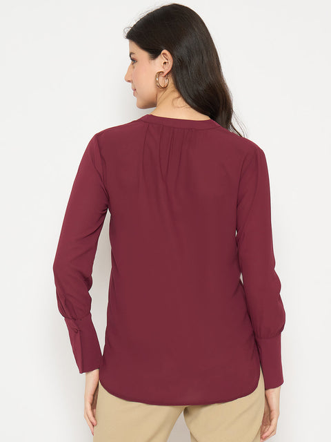Madame Maroon Solid Shirt