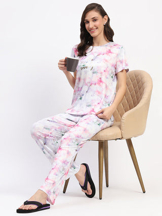 mSECRET Pink Tie-Dye Night Suit Set with Relaxed Fit