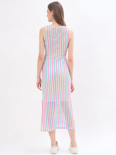 Madame Striped Beige Cotton Dress