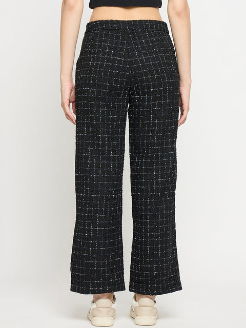 Madame Black and Blue Texture Tweed Trousers