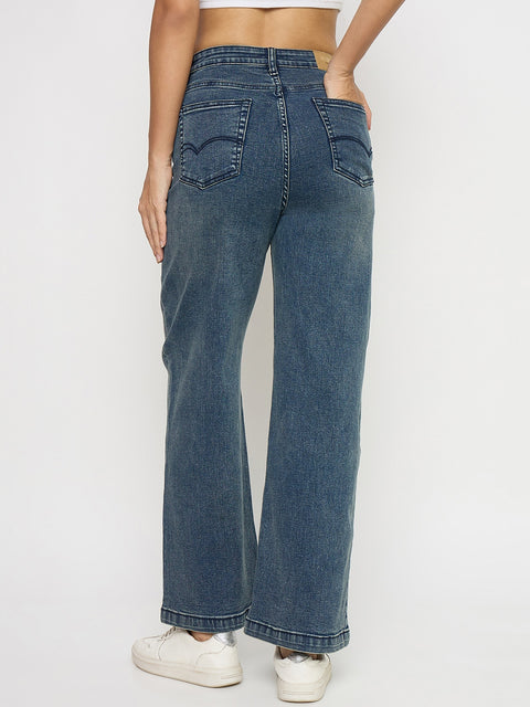 Madame Double Wash Blue Wide Leg Jeans