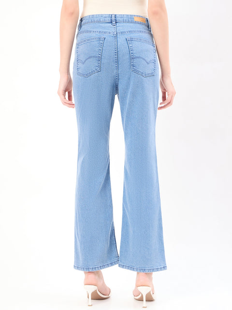 Madame Mid Blue Cotton Flared Fit Jeans