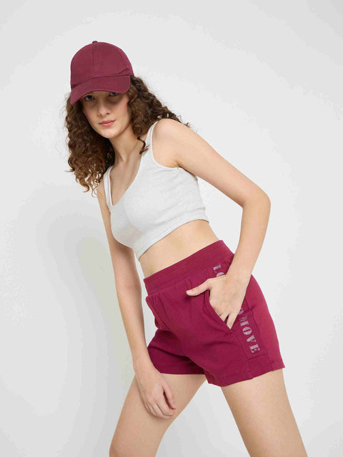 mSECRET Elasticated Hem Wine Red Cotton Blend Shorts
