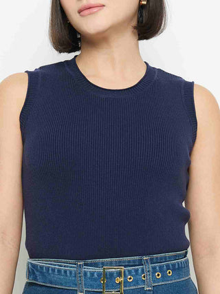 Madame Sleeveless Belted Denim Dress