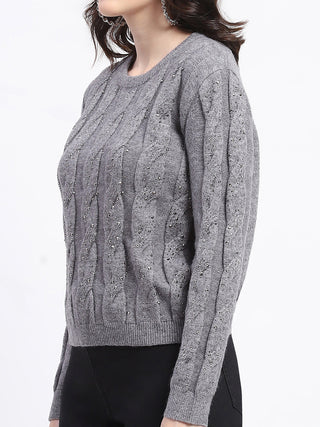 Madame Grey Cable Knit Sweater