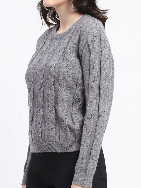 Madame Grey Cable Knit Sweater