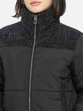 Madame Black Quilted Crop Jacket
