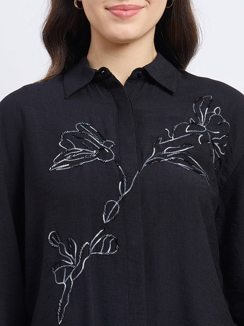 Madame Embroidered Black Shirt