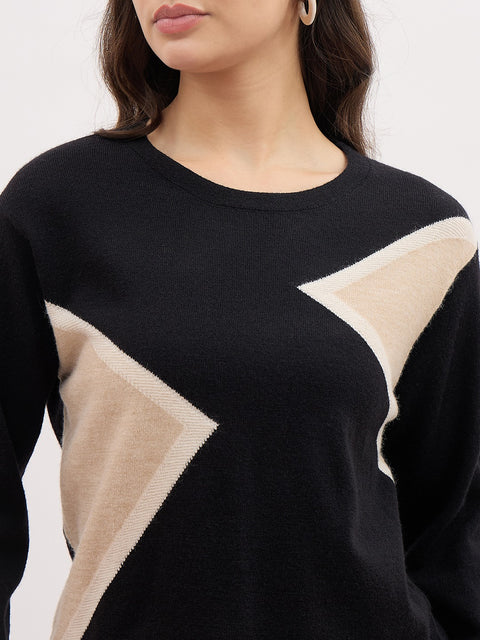Madame Colourblock Black Knit Top