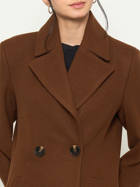 Madame Tan Brown Lapel Collar Long Coat